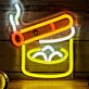 Cigar and Rocks Glass LED Neon Sign