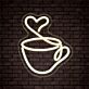 Coffee Cup with Heart-Shaped Steam LED Neon Sign