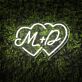 M + D Double Heart Custom Initials LED Neon Sign
