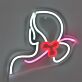 Woman Profile with Bow LED Neon Sign