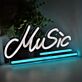 Music Script LED Neon Sign with Cyan Underline