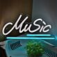 Music Script LED Neon Sign with Cyan Underline