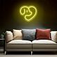 Dog Profile in Heart LED Neon Sign