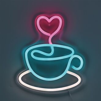 Erzeugen Sie ein gemütliches Café-Ambiente in Ihrer Küche oder verbessern Sie die Atmosphäre Ihres Coffeeshops mit dem künstlerischen LED-Neon-Kunstschild "Sweet Coffee Cup With Heart".