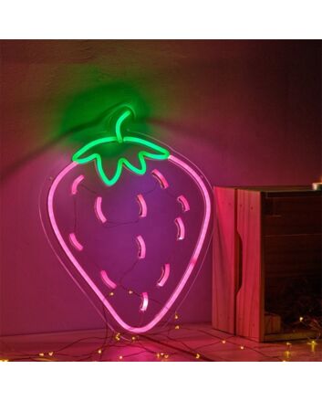 Brighten Your Space: From Home to Office or Bar - The Versatile Strawberry LED Neon Sign Wall Decor Sign
