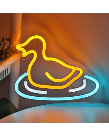 Brighten Your Space: Swimming Duck In Pool Pond LED Neon Sign - Perfect for Home Decor, Bars, and Outdoor Celebrations.