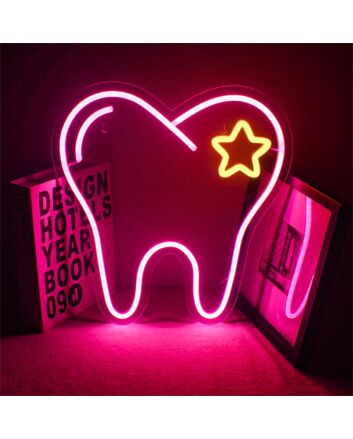 Add a Twinkling Touch to Your Dental Office, Bar, or Home Decor with the Teeth And Star LED Neon Sign.