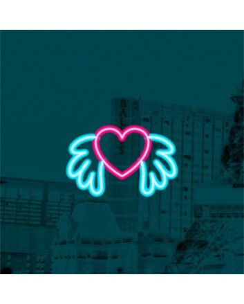 Brighten Your Wedding, Bar, and Romantic Evenings with the Winged Heart LED Neon Sign.