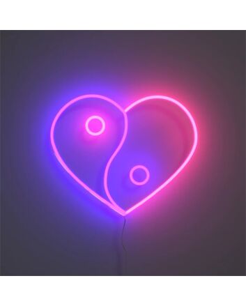 Bring Harmony to Your Space: Yin and Yang Heart LED Neon Sign Perfect for Home Decor, Yoga Studios, and Relaxing Evenings.
