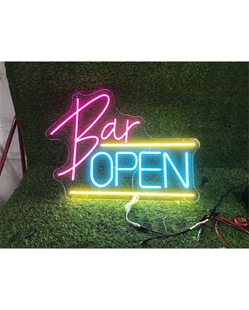 Brighten Up Your Bar, Storefront, or Man Cave with the Colorful Bar Open LED Neon Sign.