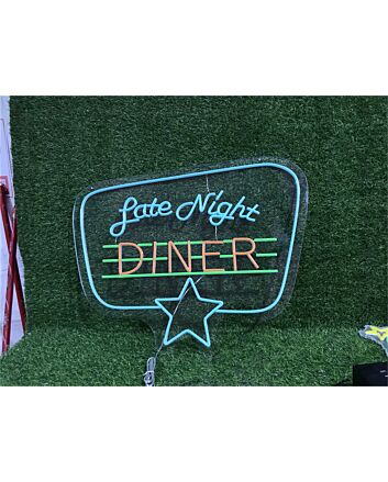 Transform Your Space into a Retro Haven - Perfect for Bars, Cafes and Home Kitchens with Custom Logo Late Night Diner LED Neon Sign.