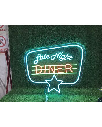 Transform Your Space into a Retro Haven - Perfect for Bars, Cafes and Home Kitchens with Custom Logo Late Night Diner LED Neon Sign.