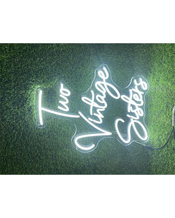 Brighten Up Your Space: Perfect for Home Decor, Office Ambiance, and Storefronts with Custom Sign Two Vintage Sisters LED Neon Sign.