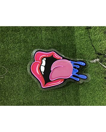 Elevate Your Space: Cyberpunk UV Lips And Tongue LED Neon Sign Perfect for Bars, Parties, and Edgy Home Decor