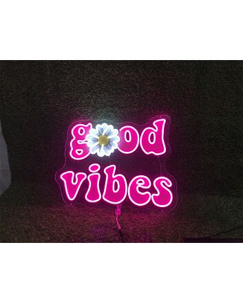 Brighten Your Space: Good Vibes UV Logo Sign Custom LED Neon Sign for Office, Bars, and Wedding Celebrations.