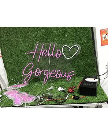 Brighten Up Your Space: Hello Gorgeous With Heart LED Neon Sign for Weddings, Bars, and Chic Home Decor