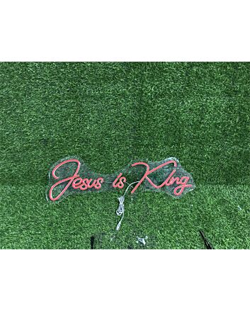 Brighten Your Sacred Spaces and Celebrations with Jesus Is King Custom LED Neon Sign for Home Decor, Worship Gatherings, and Religious Events.