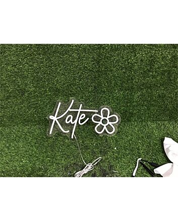 Enhance Any Celebration or Space: Personalize Custom Kate With Flower LED Neon Sign for Weddings, Bars, and Home Decor