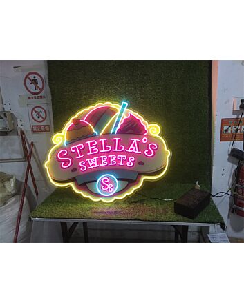 Brighten Up Your Cake Shop, Wedding, or Birthday Bash with Stella's Sweets Cake Shop UV Custom LED Neon Sign