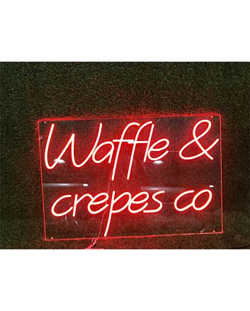 Brighten Your Breakfast Nook, Café, or Dessert Shop with the Waffle And Crepes Co LED Neon Sign.