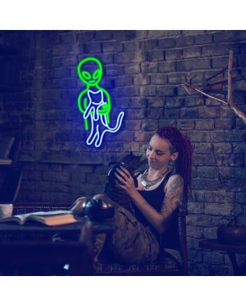Brighten Up Your Space and Celebrate in Style: Aliens And Cats Neon Sign for Home Decor, Office Fun, and Unique Bar Ambiance.