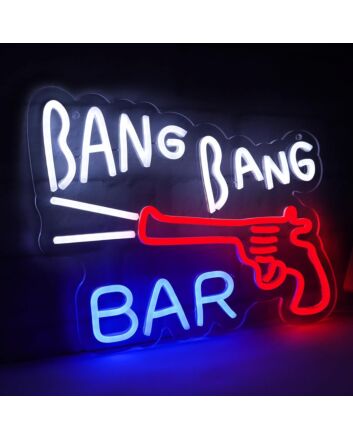 Brighten Up Your Bar, Office, or Man Cave with the Bang Bang Bar Red Pistol Neon Sign.