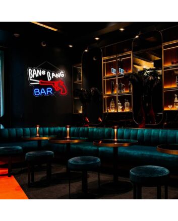 Brighten Up Your Bar, Office, or Man Cave with the Bang Bang Bar Red Pistol Neon Sign.