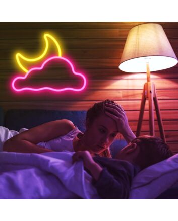 Brighten Up Your Nights: Perfect for Home Decor, Romantic Evenings, and Parties with the Clouds And Moon Neon Sign.