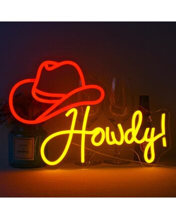 Brighten Your Western-Themed Party or Decorate Your Rustic Bar with the Cowboys Howdy Neon Sign.
