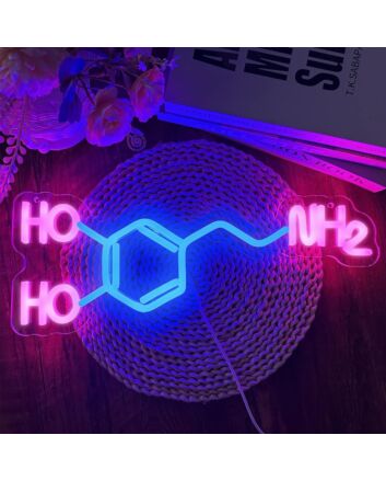 Elevate Your Science-Themed Bar or Home Office Decor with the Dark Pink and Deep Blue Chemical Structure of Molecules Neon Sign.