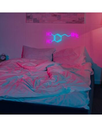 Elevate Your Science-Themed Bar or Home Office Decor with the Dark Pink and Deep Blue Chemical Structure of Molecules Neon Sign.