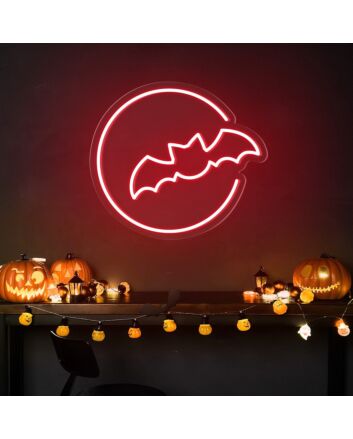 Bring a spooky glow to your Halloween festivities, perfect for home decor, themed parties, and haunted houses with the Bat Moon Halloween Neon Sign.