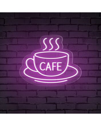 Brighten Up Your Café, Kitchen, or Coffee Nook with the Cafe Word Hot Cup Neon Sign.