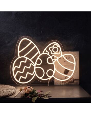 Brighten Your Easter Celebrations and Decor: Colorful Eggs Easter Neon Sign for Home, Storefront, and Spring Events