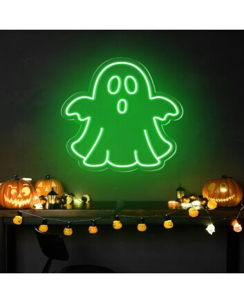 Brighten Up Your Halloween Bash and Spooky Home Decor with the Cute Ghost Halloween Neon Sign.