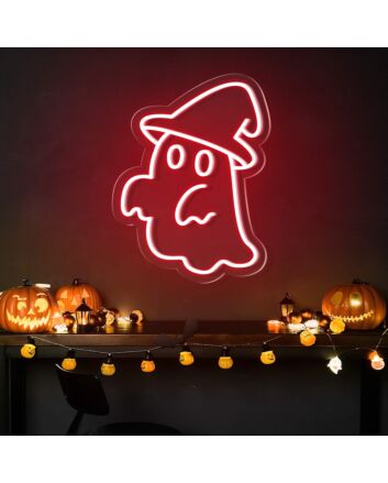 Brighten up your Halloween celebration and spooky decor with the Cute Ghost Hat Halloween Neon Sign for homes, bars, and themed events.
