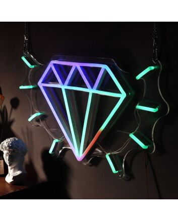 Brighten Up Your Space: Diamond Magic Led Neon Sign for Room, Perfect for Office, Bar, Weddings, and Celebratory Events.