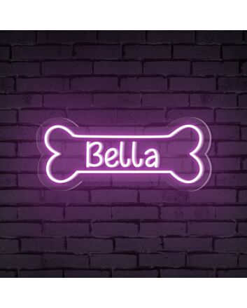 Brighten Up Your Pet&#039;s Corner or Celebrate Their Birthday with the Dog Bone Name Personalized Neon Sign.