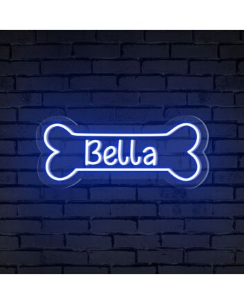 Brighten Up Your Pet's Corner or Celebrate Their Birthday with the Dog Bone Name Personalized Neon Sign.