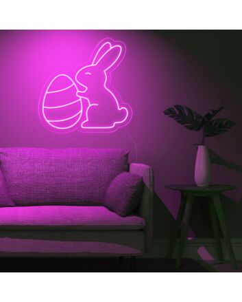 Brighten Up Your Easter Celebrations and Kids' Rooms with the Easter Eggs Bunny Cute Neon Sign.