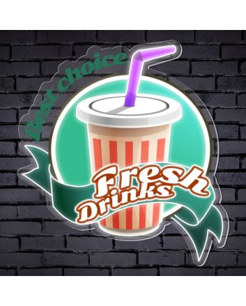 Brighten Up Your Bar, Store, or Wedding with the Fresh Drinks Words Logo LED UV Neon Sign.
