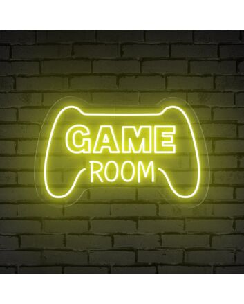 Enhance your gaming sanctuary or add a cool vibe to parties with the Game Room Words Console Controller Neon Sign.