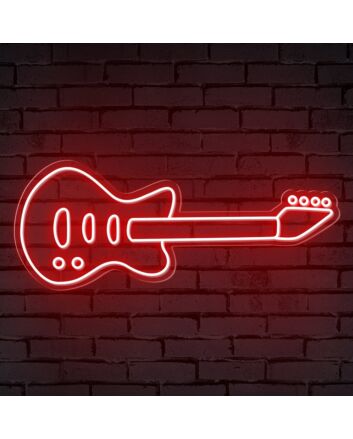 Rock Your Space: Guitar Music Neon Sign Perfect for Home Decor, Bars, and Music Venues