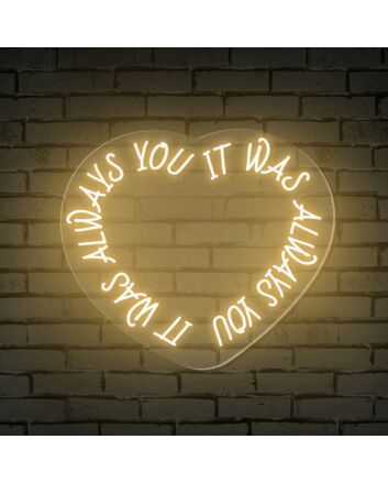 Brighten Your Wedding and Home Ambiance with the "It Was Always You Words Heart" Neon Sign