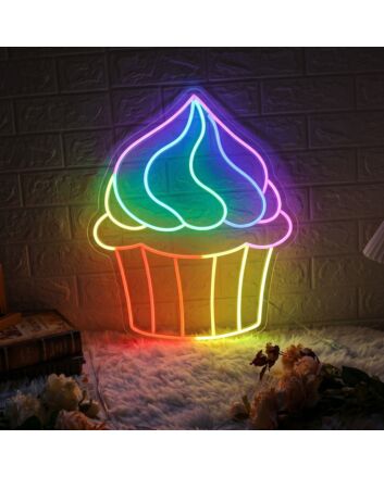 Brighten Your Space: Multicolor Cupcake Magic Led Neon Sign Perfect for Home Decor, Celebration Ambiance, and Eye-Catching Storefronts