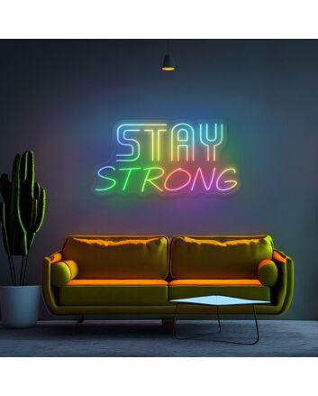 Transform Any Space into an Inspiring Oasis with the Multicolor Stay Strong Words Magic Led Neon Sign - Perfect for Home Decor, Office Motivation, and Vibrant Bar Ambiance.