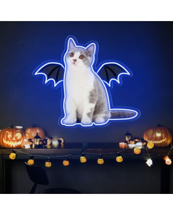 Add a Purr-fect Glow to Your Space: Neon Cat Portrait Wings Personalized UV Neon Sign for Home Decor, Office Charm, and Unique Party Highlight.