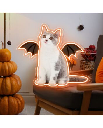 Add a Purr-fect Glow to Your Space: Neon Cat Portrait Wings Personalized UV Neon Sign for Home Decor, Office Charm, and Unique Party Highlight.