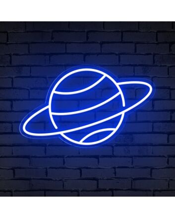 Brighten Your Bedroom, Playroom, or Theme Party Ambiance with the Whimsical Planet Cute Space Neon Sign.