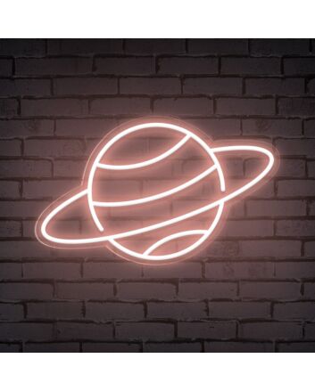 Brighten Your Bedroom, Playroom, or Theme Party Ambiance with the Whimsical Planet Cute Space Neon Sign.